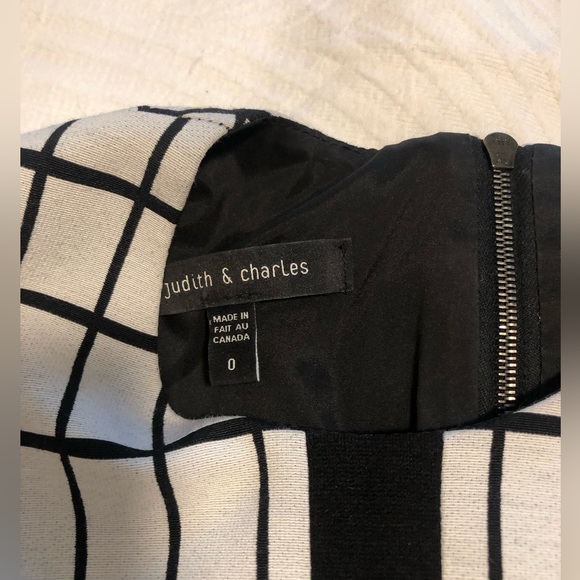 Judith & Charles- size 0 .  Stunning black & white window pane dress . - Picture 3 of 8
